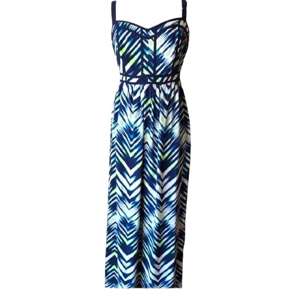 TORRID Challis Resort Cruise Beachy Coastal Chevron Maxi Sundress size 12 - Picture 4 of 16